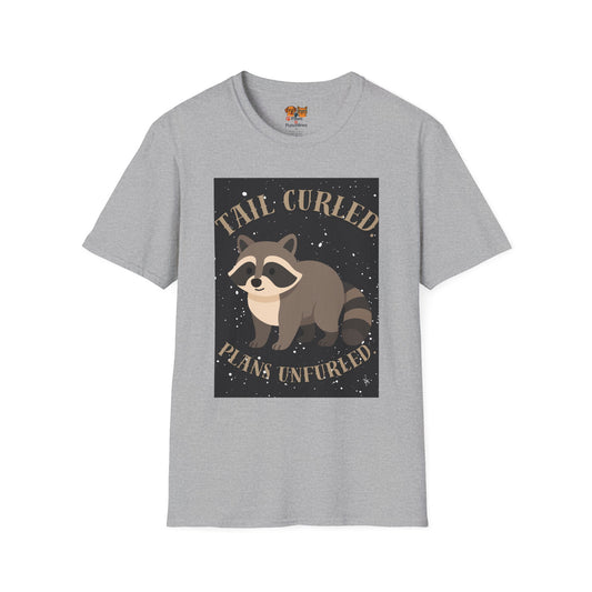 Raccoon 'Tail Curled, Plans Unfurled' T-Shirt