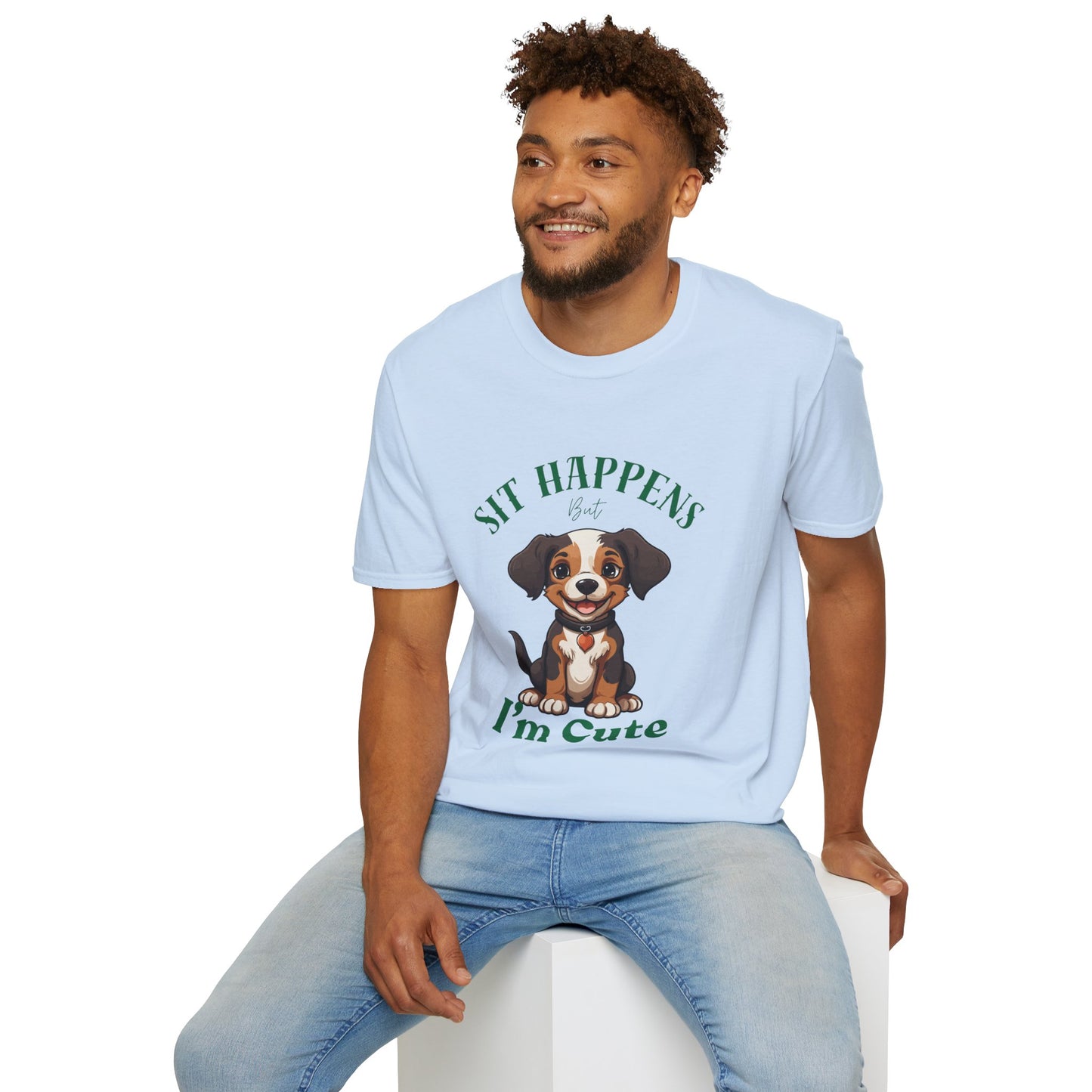 “Shit Happens I’m Cute” Puppy Graphic T-Shirt