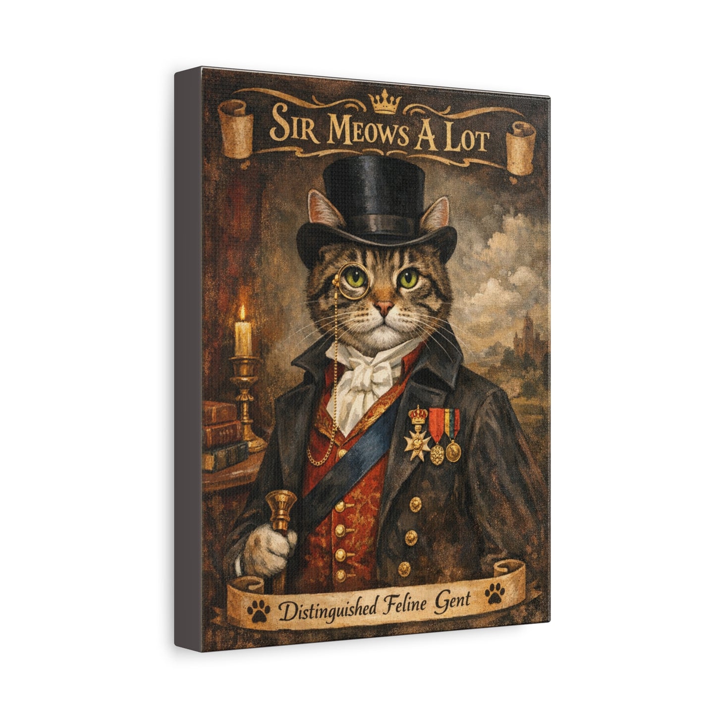 Sir Meows A Lot Matte Canvas Wall Art — Distinguished Feline Gent Portrait