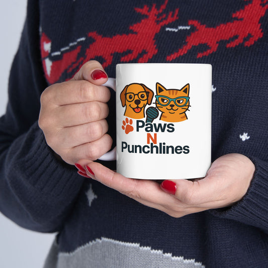 Pet Lover Mug — Cute Cat & Dog Faces with "Purrfect Paws" Text (11oz/15oz)