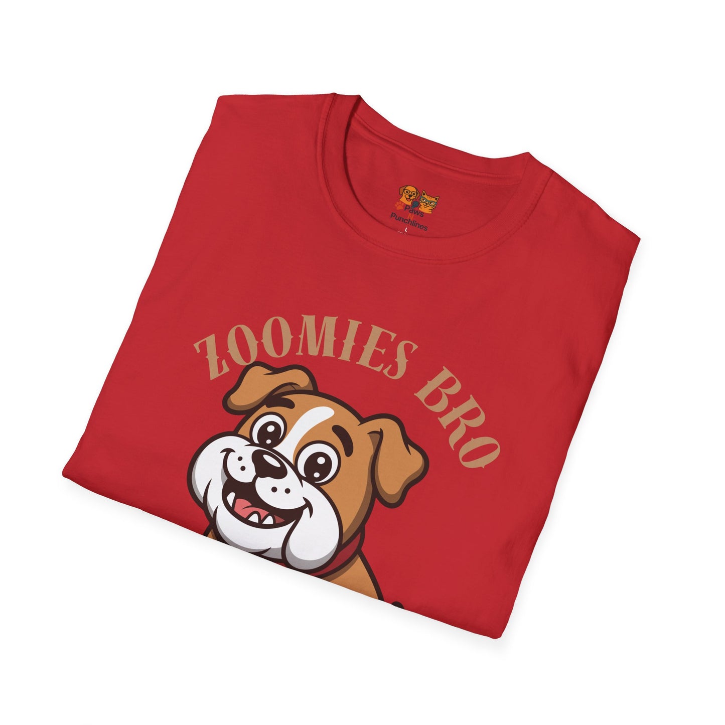 Puppy Graphic T-Shirt — “Zoomies Bro Mission Only” Cute Cartoon Dog Tee