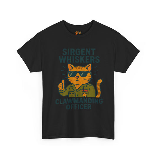 Sirgent Whiskers "Clawmanding Officer" Cat Tee