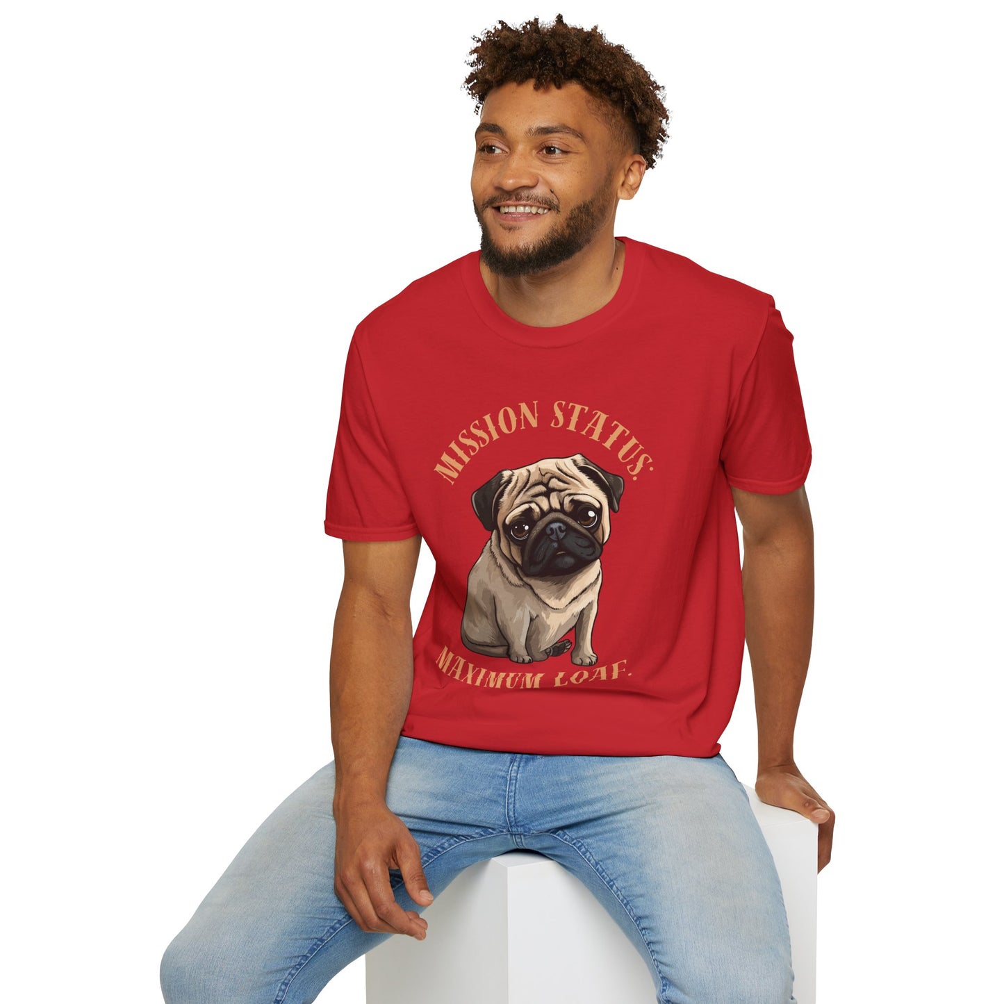 Pug Dog T‑Shirt — “Mission Status: Maximum Love” Cute Pug Graphic Tee