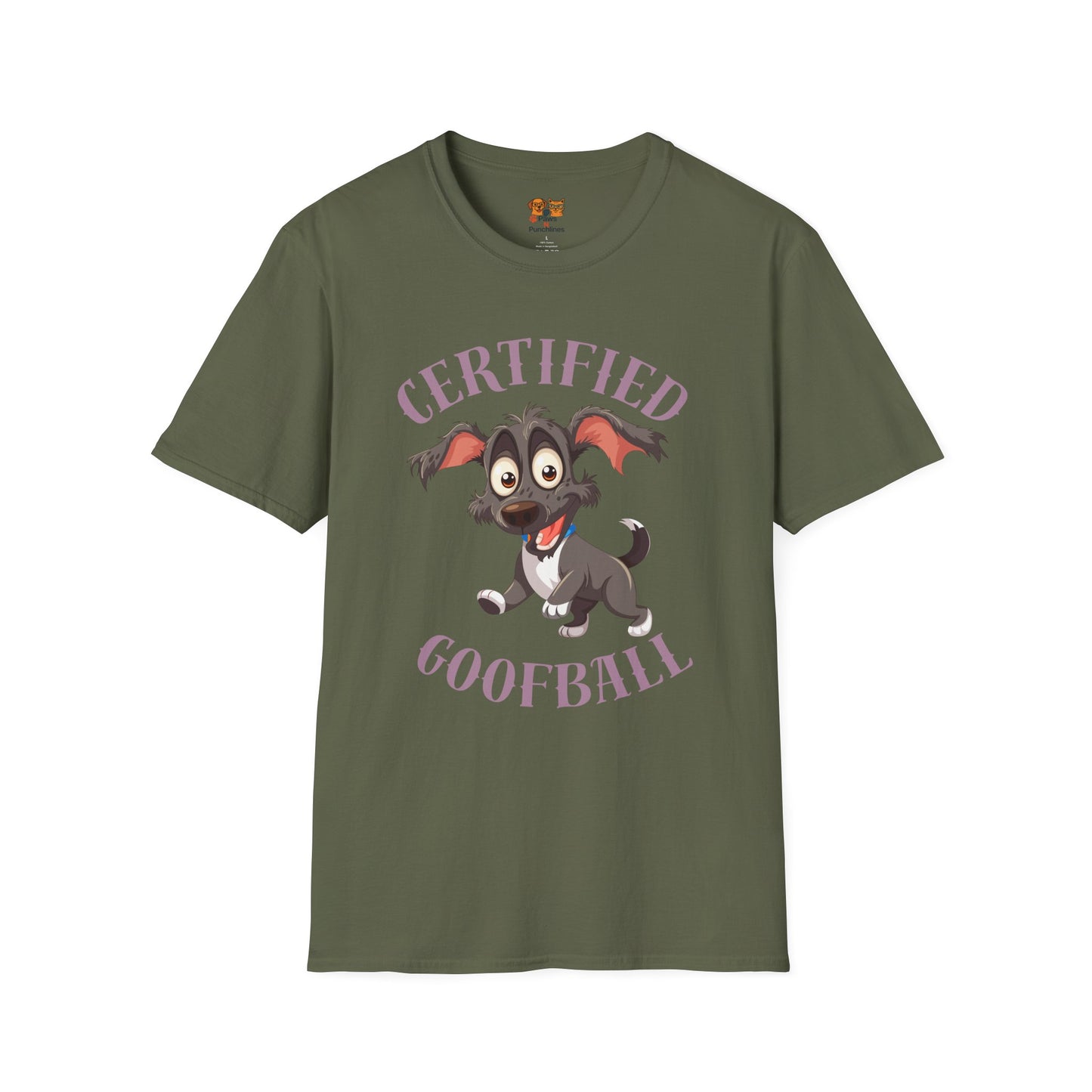 Certified Goofball Dog T-Shirt — Cute Cartoon Puppy Graphic Tee