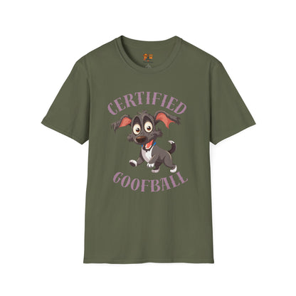 Certified Goofball Dog T-Shirt — Cute Cartoon Puppy Graphic Tee