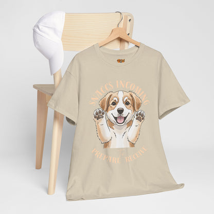 Corgi Puppy Pawprints T‑Shirt — Happy 'Mooorning' Dog Lover Tee