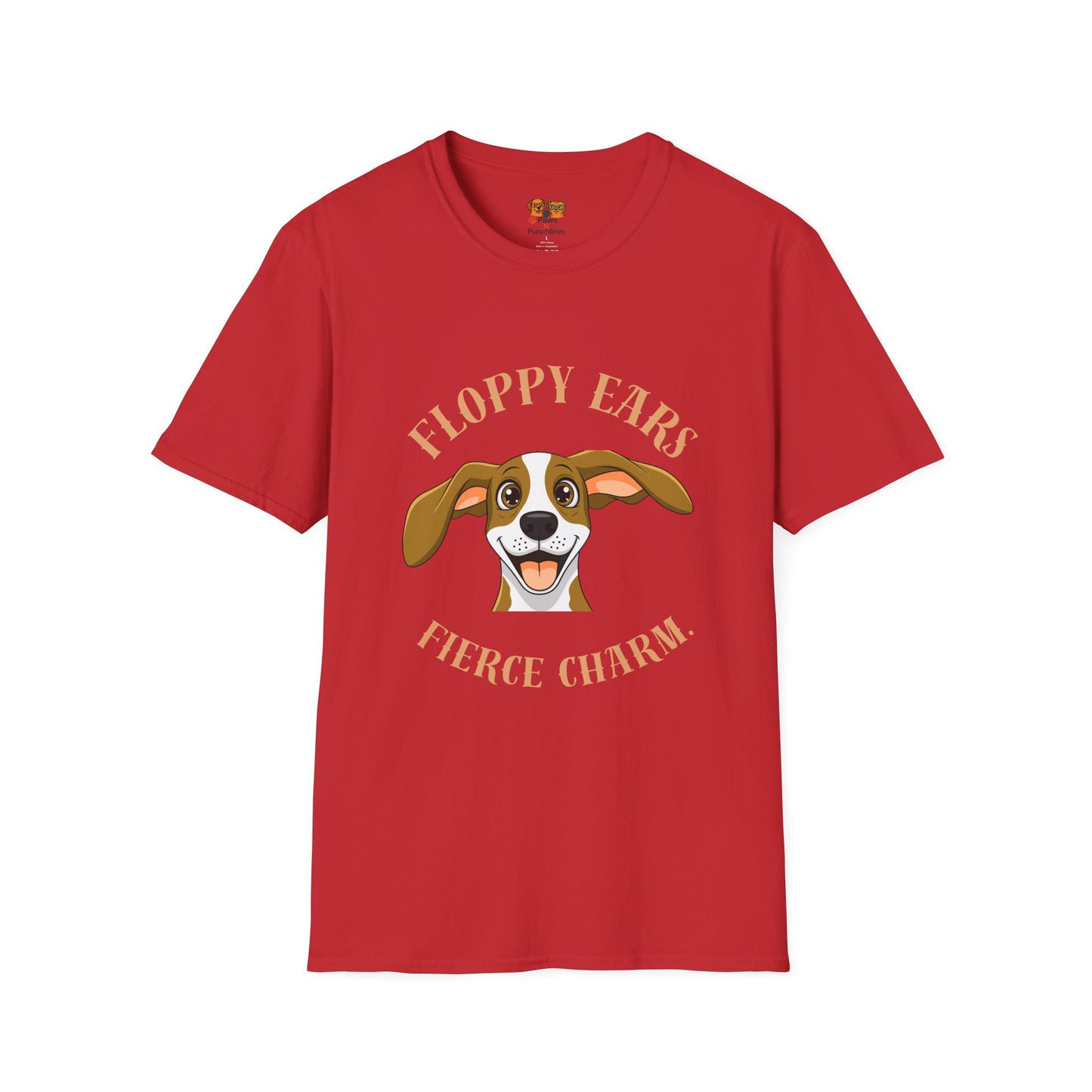 Floppy Ears Fierce Charm Dog T-Shirt — Cute Beagle Puppy Graphic Tee
