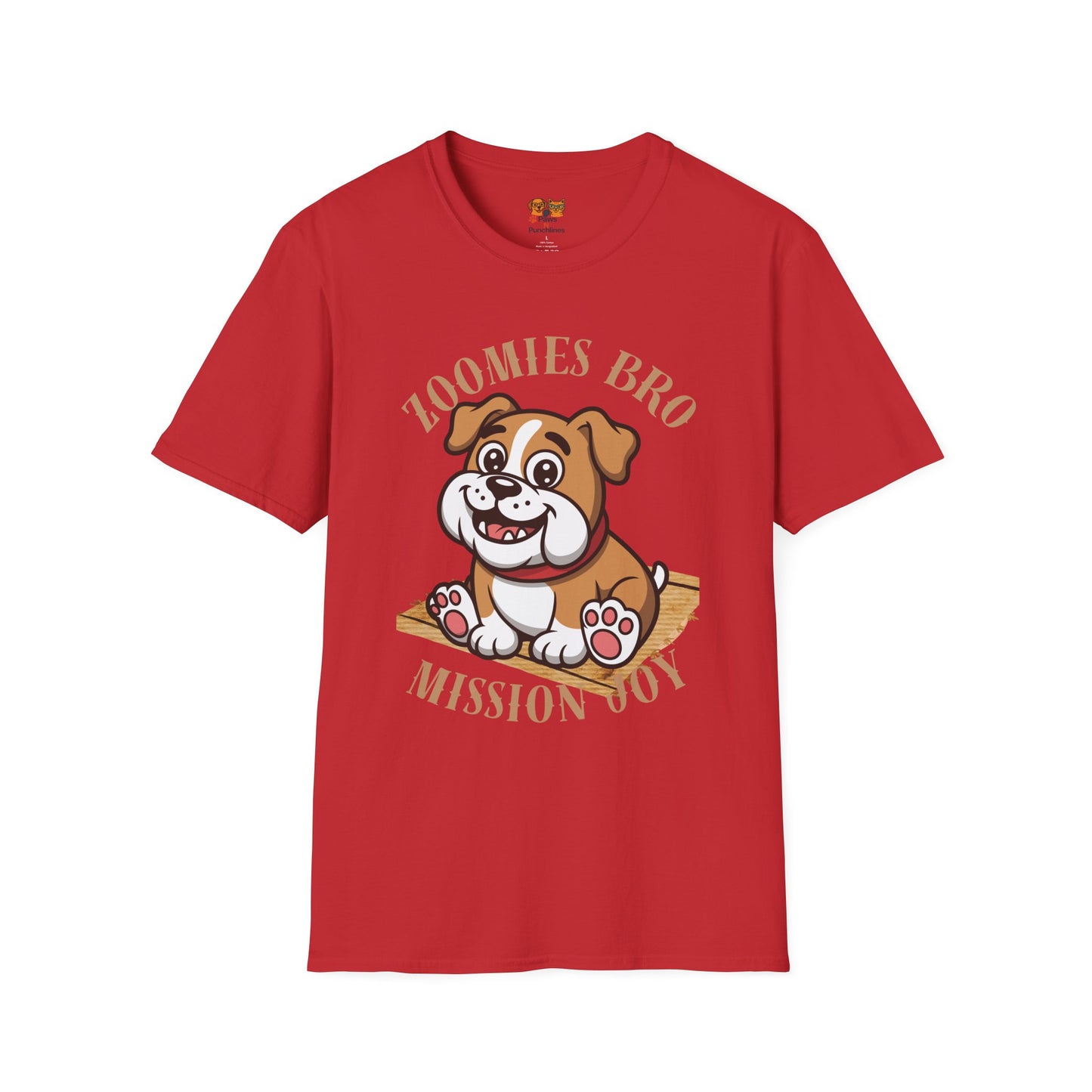 Puppy Graphic T-Shirt — “Zoomies Bro Mission Only” Cute Cartoon Dog Tee