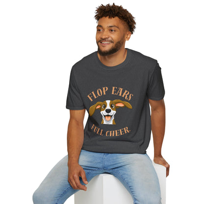Flop Ears Full Cheer Dog T-Shirt — Cute Happy Pup Graphic Tee