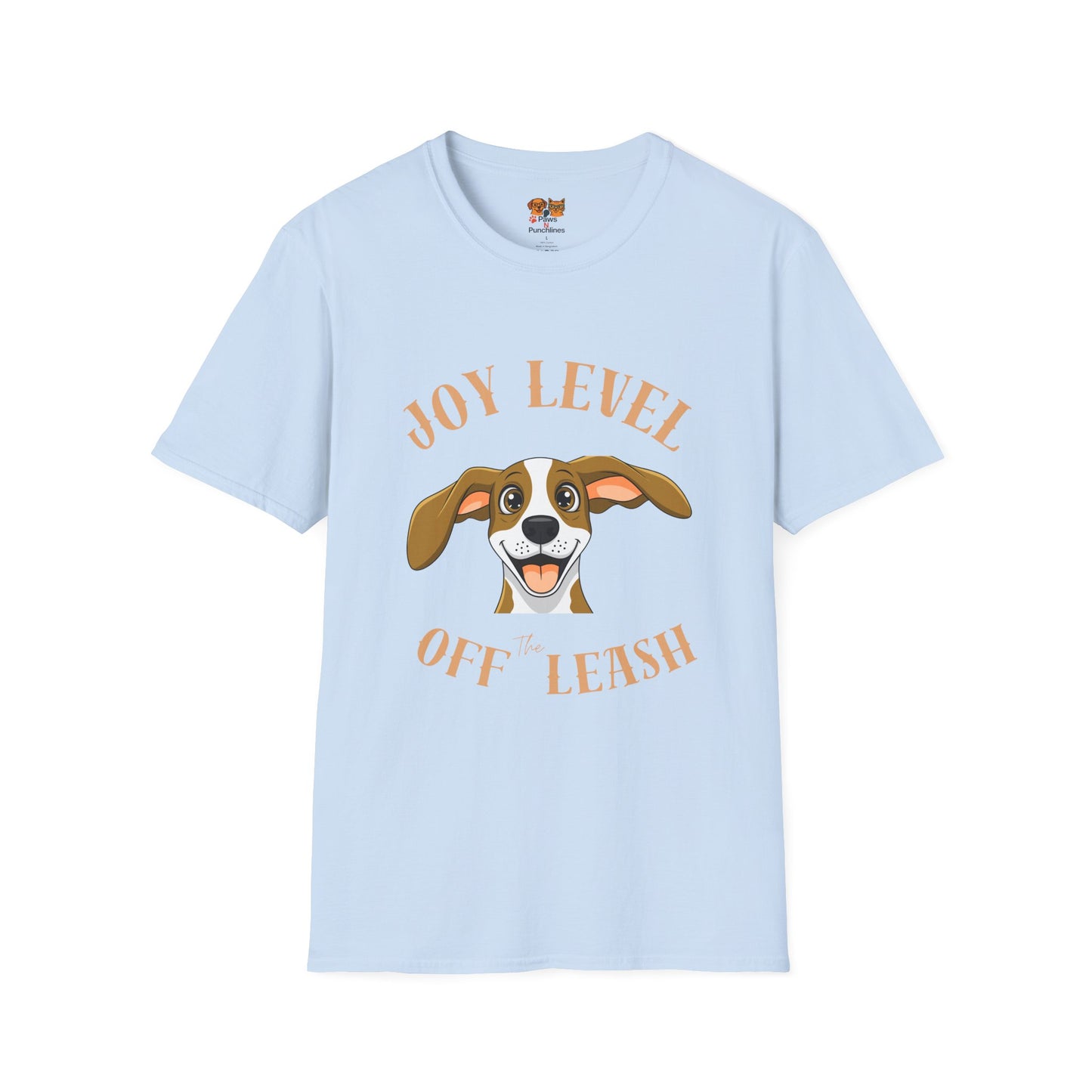 Joy Level Off Leash T-Shirt — Cute Happy Dog Graphic Tee