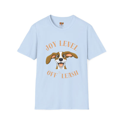Joy Level Off Leash T-Shirt — Cute Happy Dog Graphic Tee