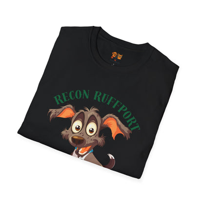 T-Shirt — "Recon Ruffport: Squirrel Spotted" Cute Cartoon Dog Tee