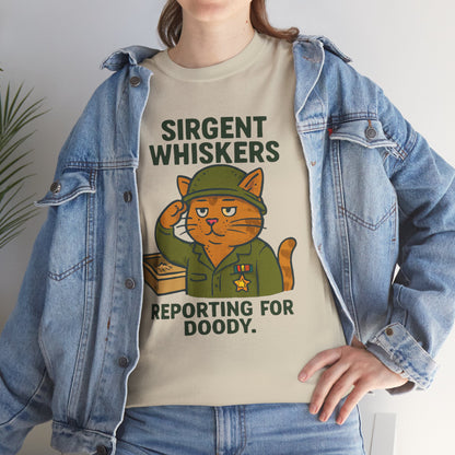 Sirgent Whiskers 'Reporting for Doody' Cat Tee