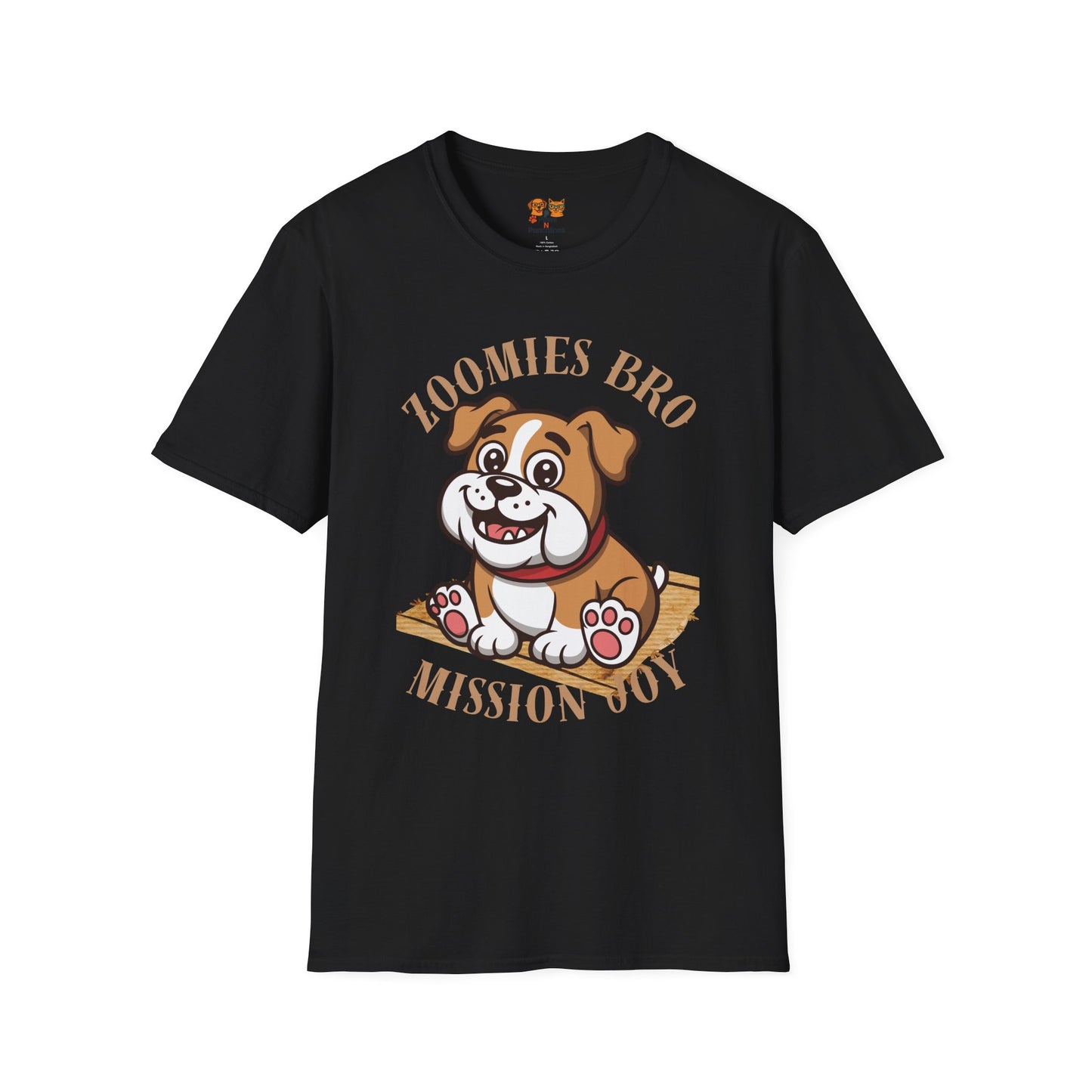 Puppy Graphic T-Shirt — “Zoomies Bro Mission Only” Cute Cartoon Dog Tee