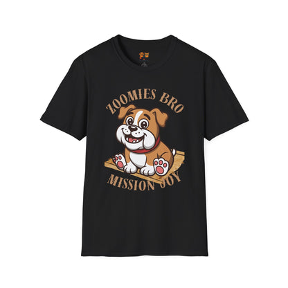 Puppy Graphic T-Shirt — “Zoomies Bro Mission Only” Cute Cartoon Dog Tee