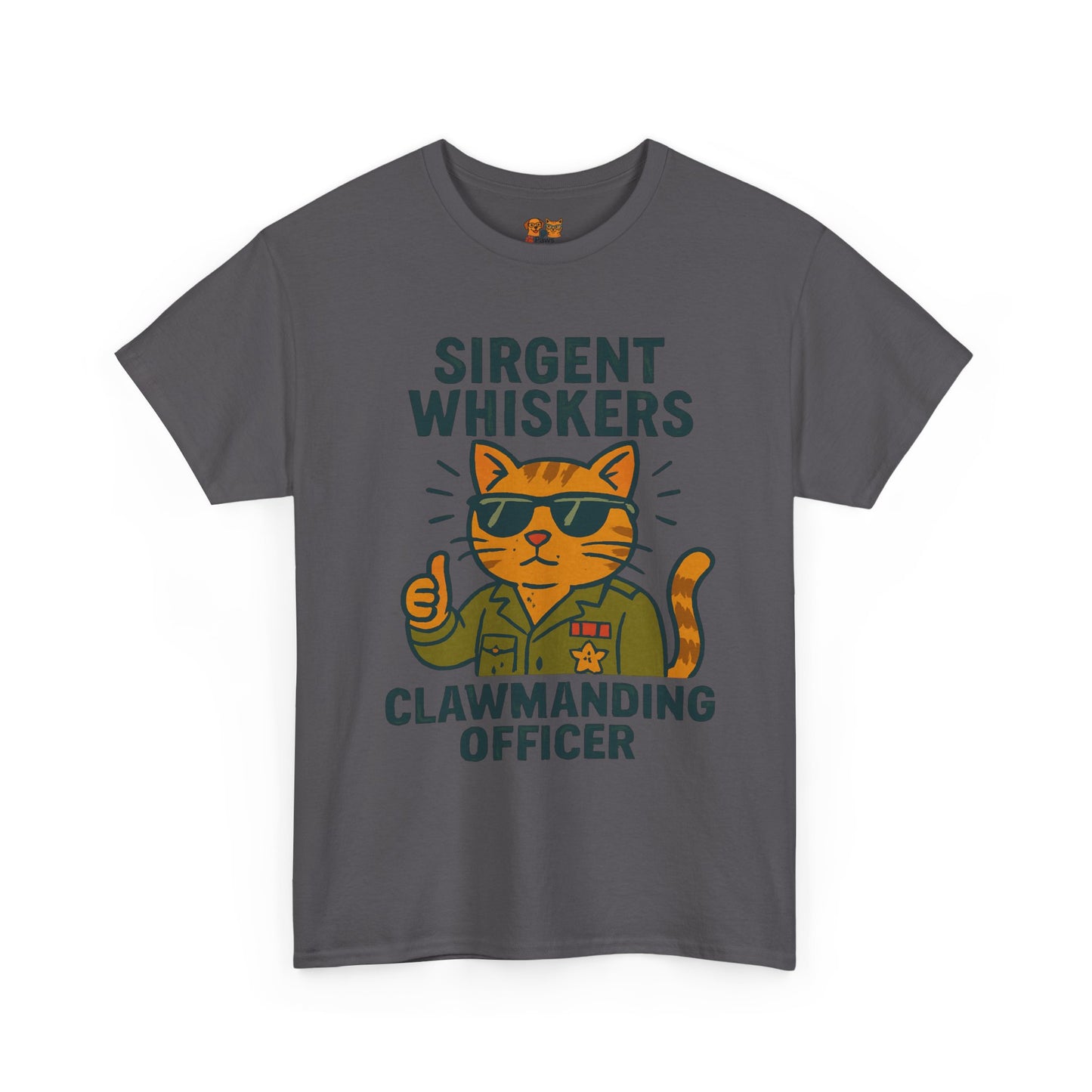 Sirgent Whiskers "Clawmanding Officer" Cat Tee