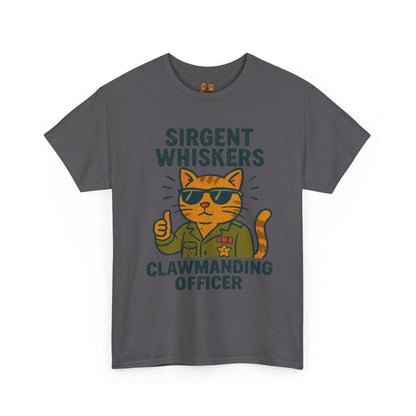 Sirgent Whiskers "Clawmanding Officer" Cat Tee