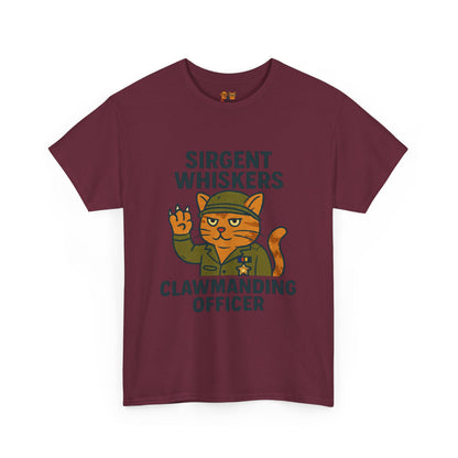 Sirgent Whiskers “Clawmanding Officer” Cat T-Shirt
