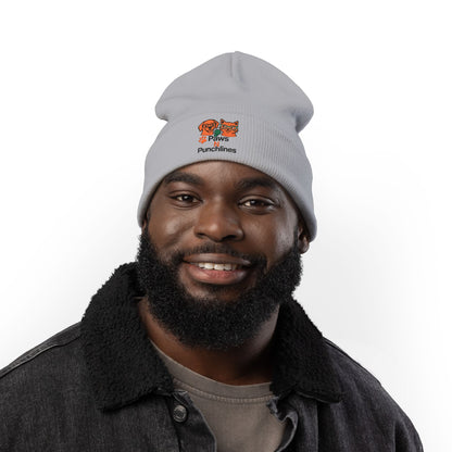 Paws & Punchlines Embroidered Knit Beanie — Cute Dog & Cat Winter Hat
