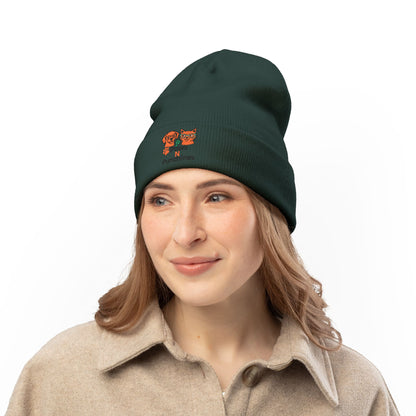 Paws & Punchlines Embroidered Knit Beanie — Cute Dog & Cat Winter Hat