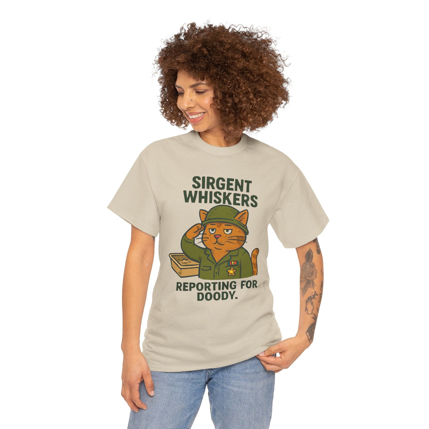 Sirgent Whiskers 'Reporting for Doody' Cat Tee