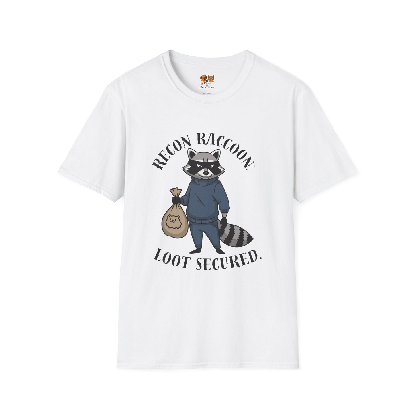 Recon Raccoon T-Shirt — "Loot Secured" Cute Thief Raccoon Graphic Tee