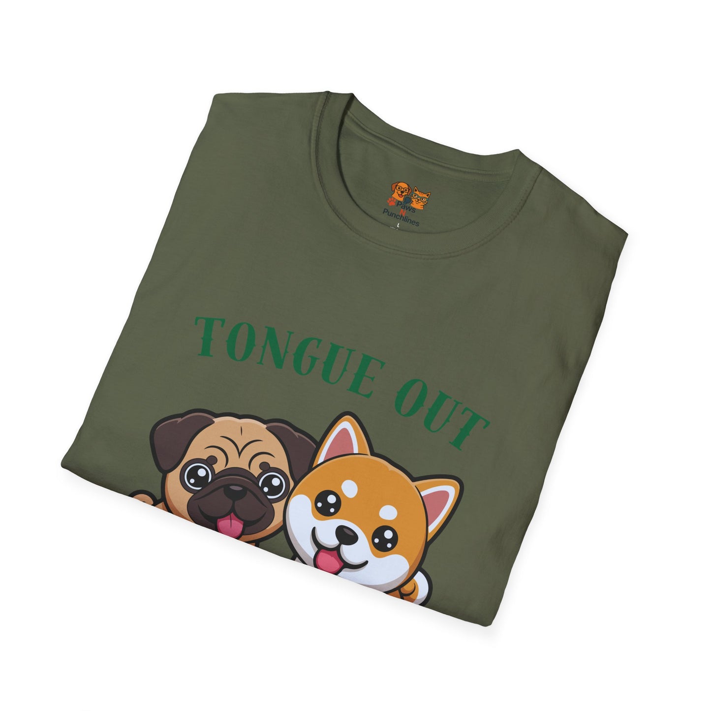 Tongue Out Sass On T-Shirt — Cute Pug & Shiba Inu Graphic Tee