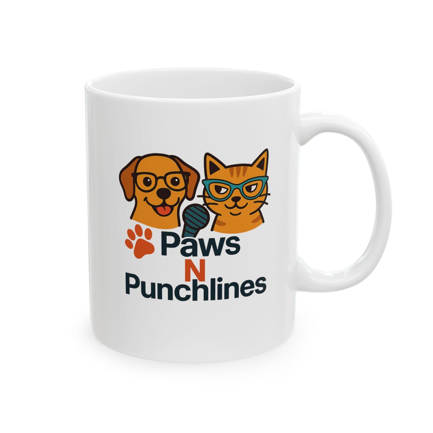 Pet Lover Mug — Cute Cat & Dog Faces with "Purrfect Paws" Text (11oz/15oz)