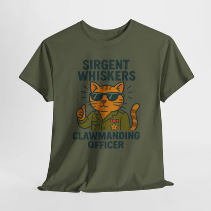 Sirgent Whiskers "Clawmanding Officer" Cat Tee