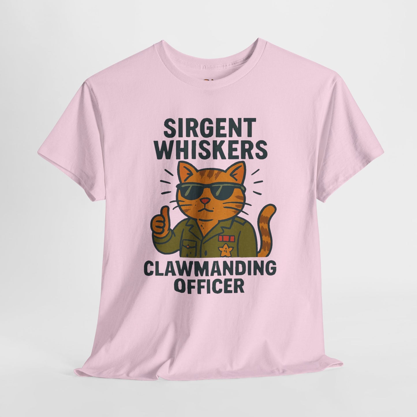 Sirgent Whiskers "Clawmanding Officer" Cat Tee