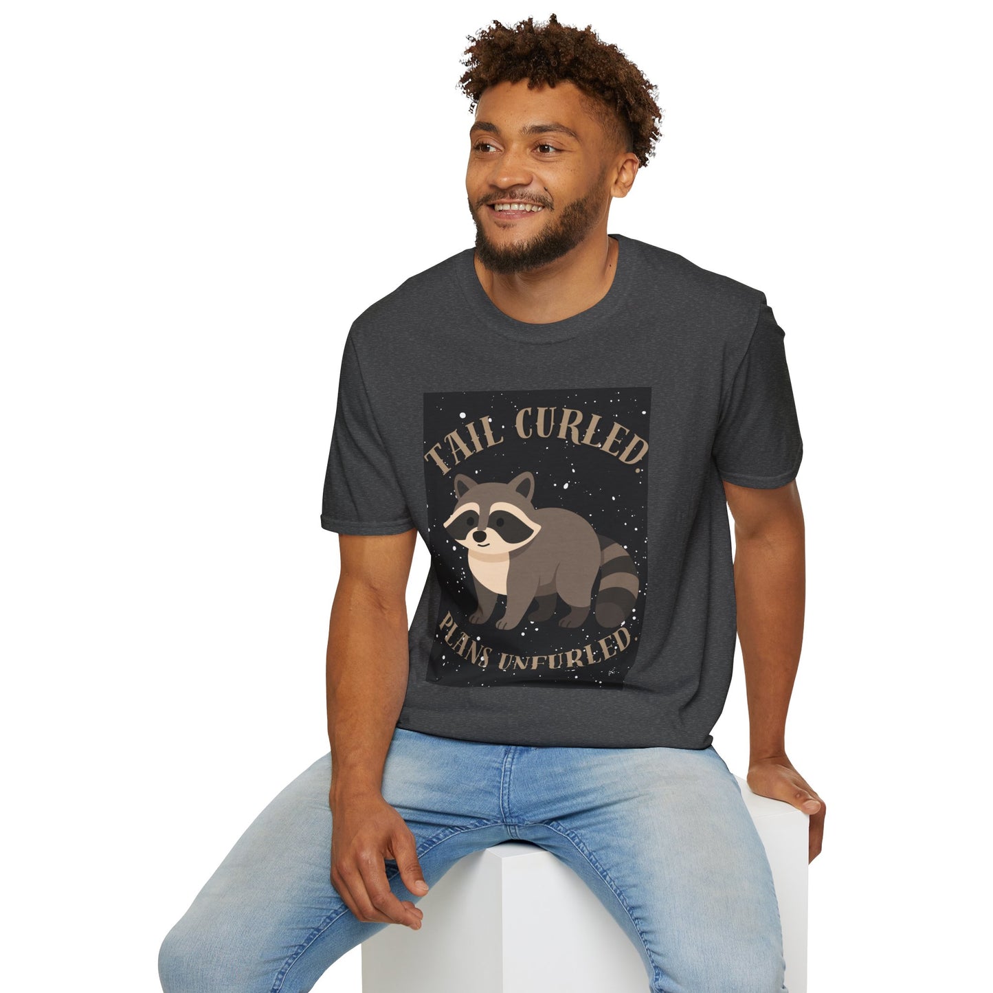 Raccoon 'Tail Curled, Plans Unfurled' T-Shirt