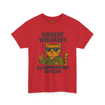 Sirgent Whiskers "Clawmanding Officer" Cat Tee