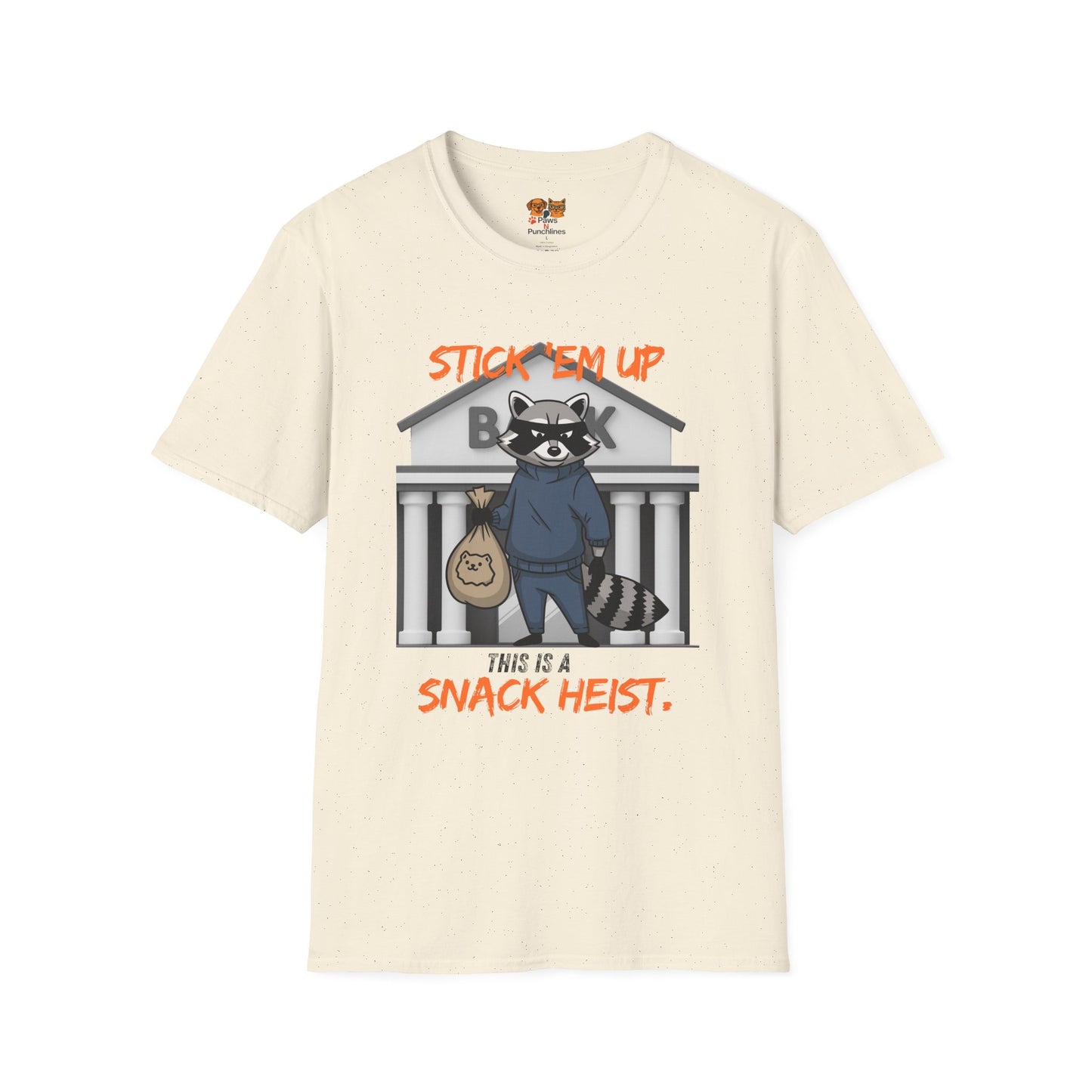 "Stick 'Em Up" Raccoon snack heist Unisex Tee