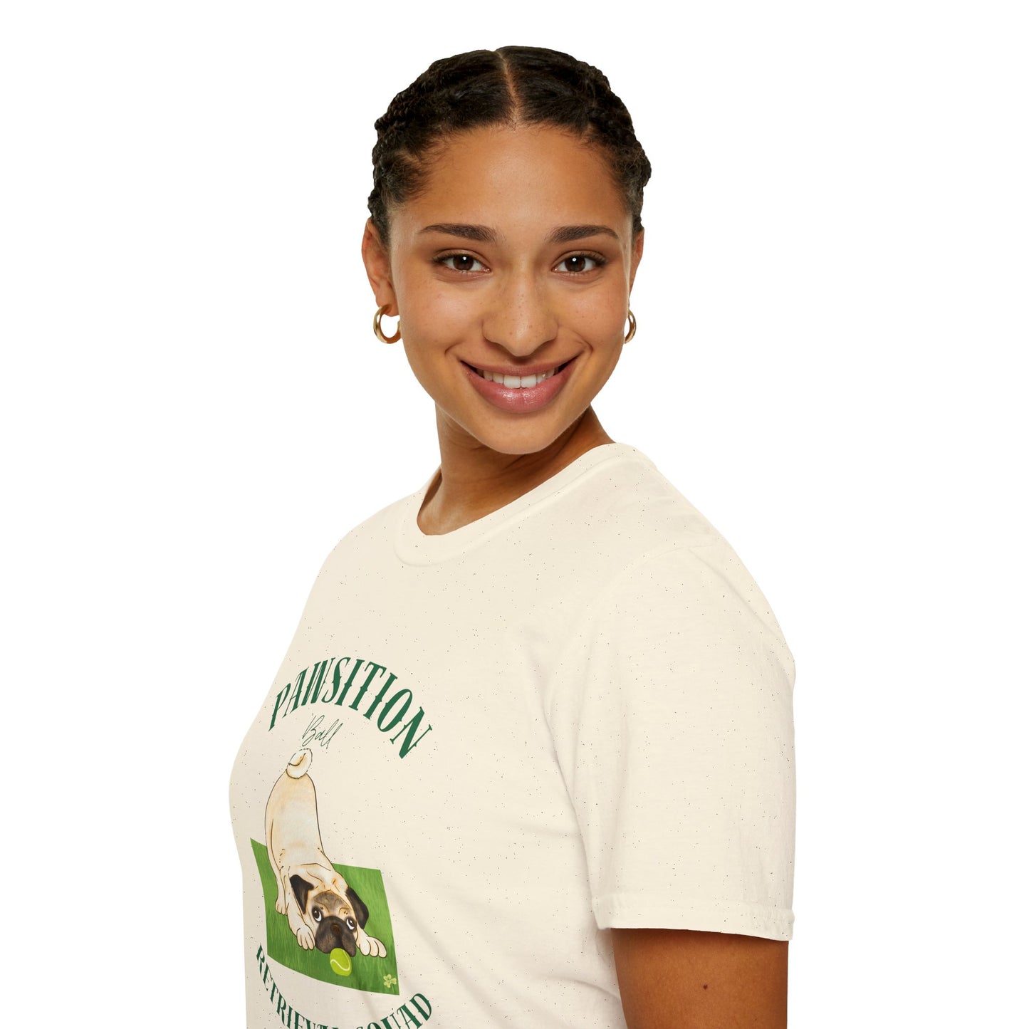 Pawsition Retrieval Squad T-Shirt — Cute Pug Dog Graphic Tee