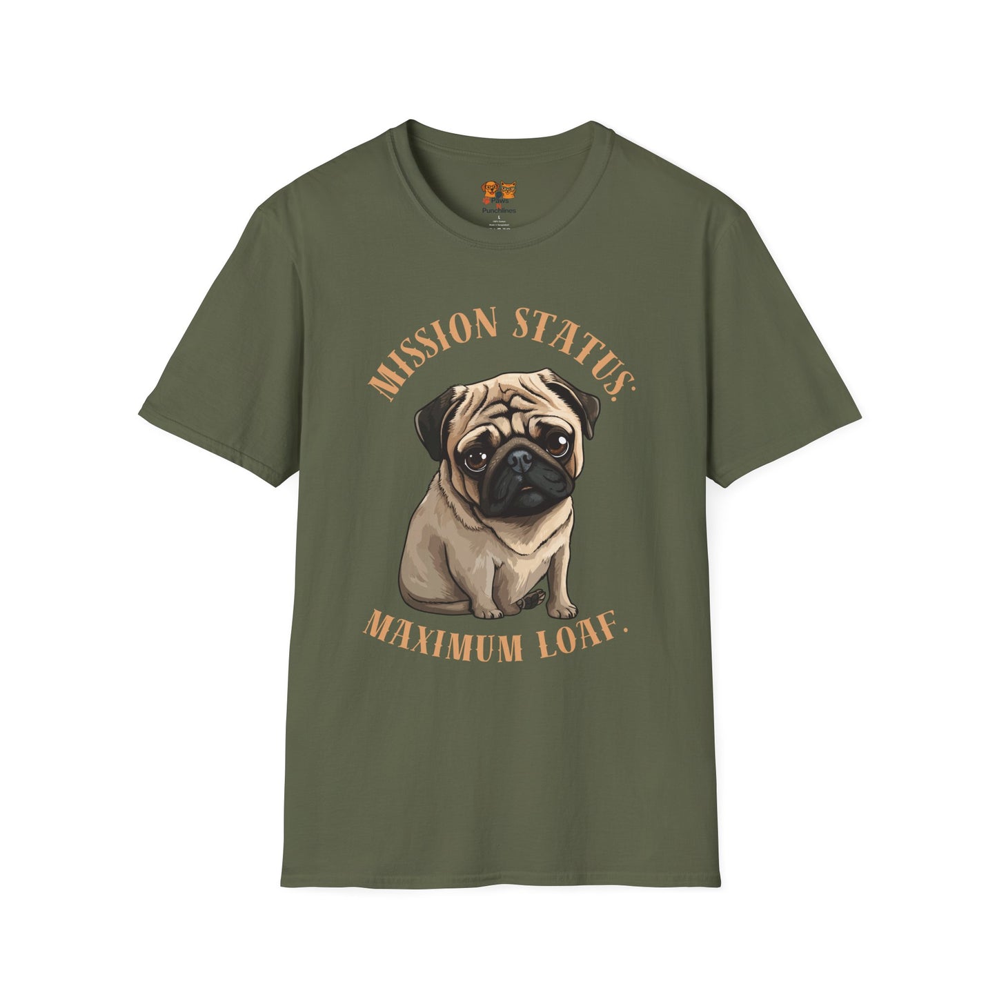 Pug Dog T‑Shirt — “Mission Status: Maximum Love” Cute Pug Graphic Tee