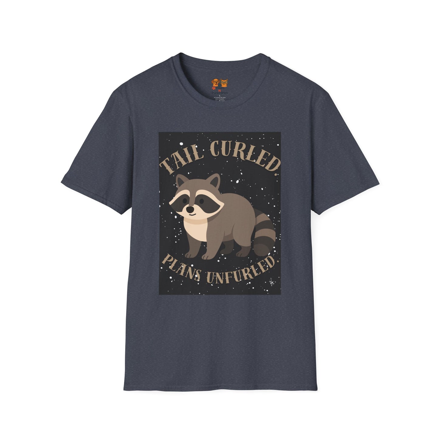 Raccoon 'Tail Curled, Plans Unfurled' T-Shirt