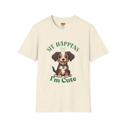 “Shit Happens I’m Cute” Puppy Graphic T-Shirt