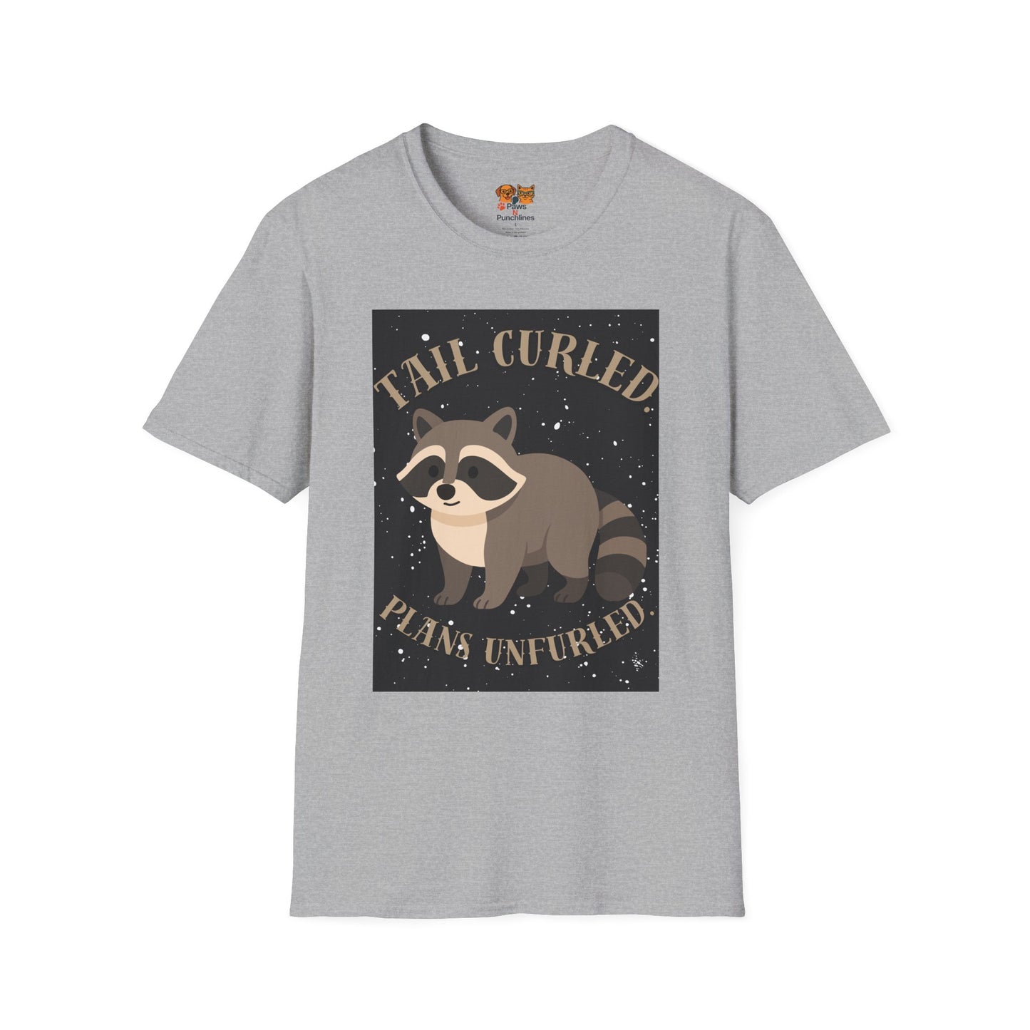 Raccoon 'Tail Curled, Plans Unfurled' T-Shirt
