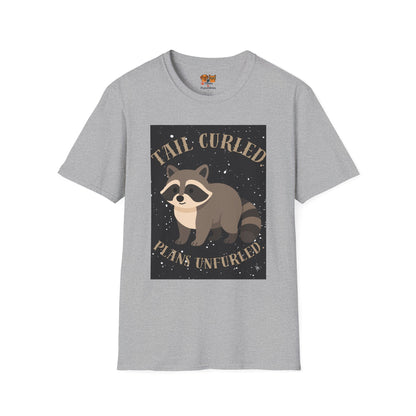 Raccoon 'Tail Curled, Plans Unfurled' T-Shirt
