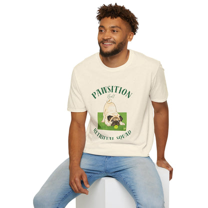 Pawsition Retrieval Squad T-Shirt — Cute Pug Dog Graphic Tee