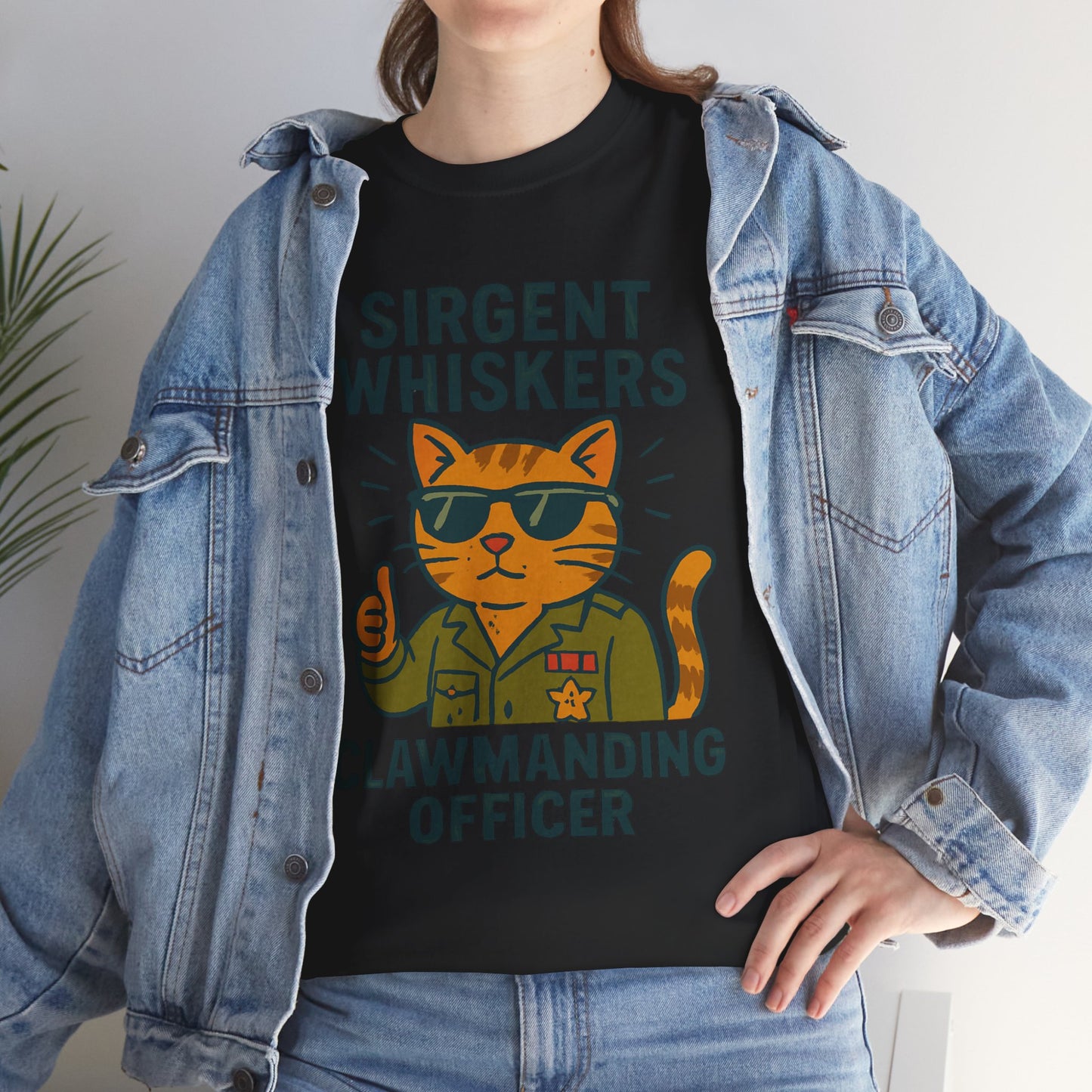 Sirgent Whiskers "Clawmanding Officer" Cat Tee