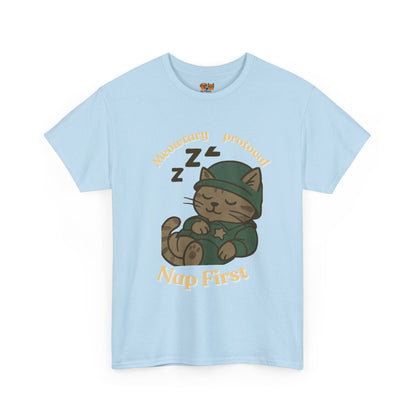 Nap First Cat T-Shirt — Cute Sleeping Kitten Graphic Tee