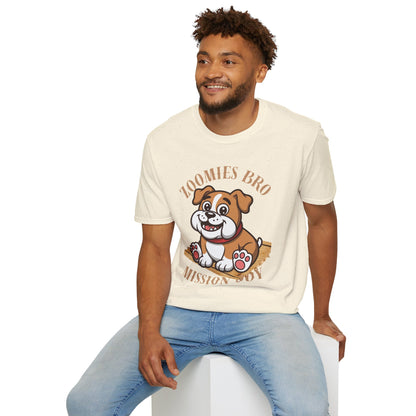 Puppy Graphic T-Shirt — “Zoomies Bro Mission Only” Cute Cartoon Dog Tee