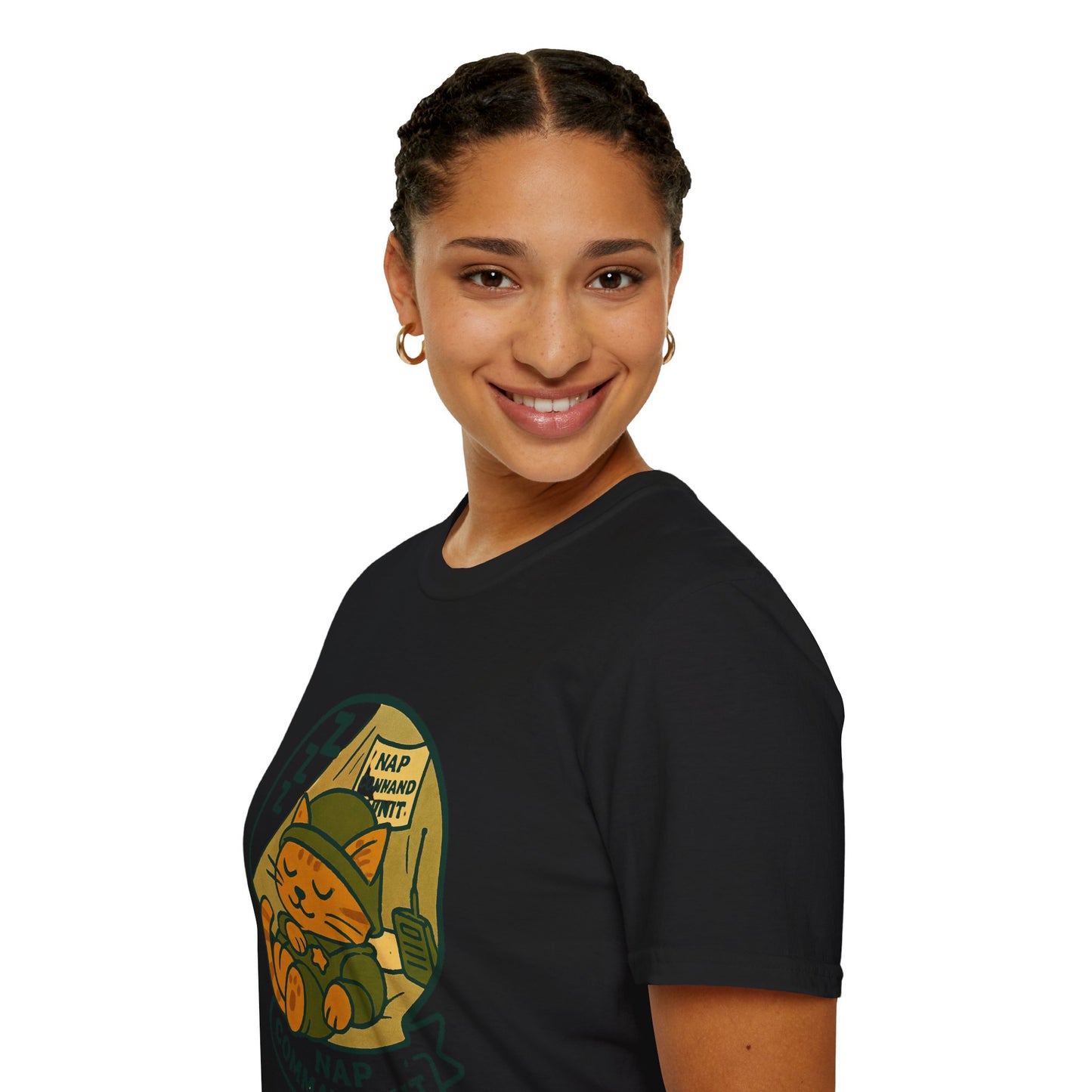 Nap Command Unit T-Shirt — Cute Sleeping Cat Military Patch Tee