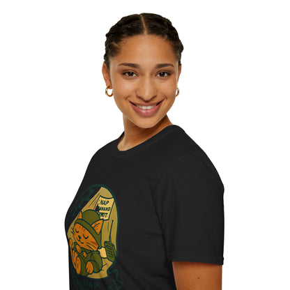 Nap Command Unit T-Shirt — Cute Sleeping Cat Military Patch Tee