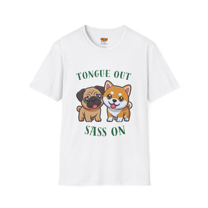 Tongue Out Sass On T-Shirt — Cute Pug & Shiba Inu Graphic Tee