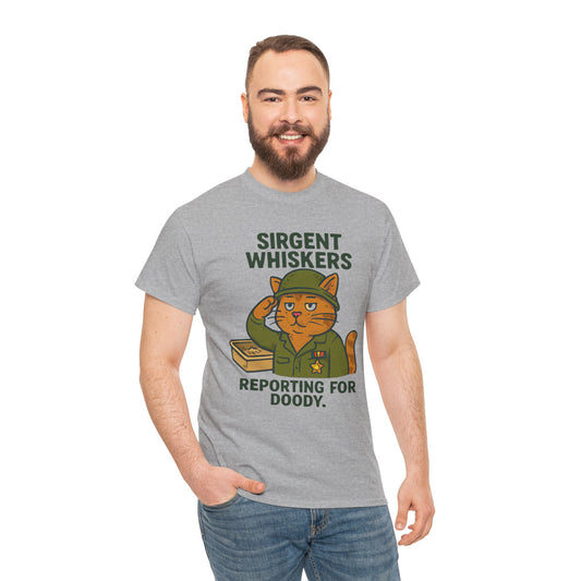 Sirgent Whiskers 'Reporting for Doody' Cat Tee