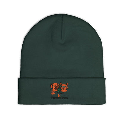 Paws & Punchlines Embroidered Knit Beanie — Cute Dog & Cat Winter Hat