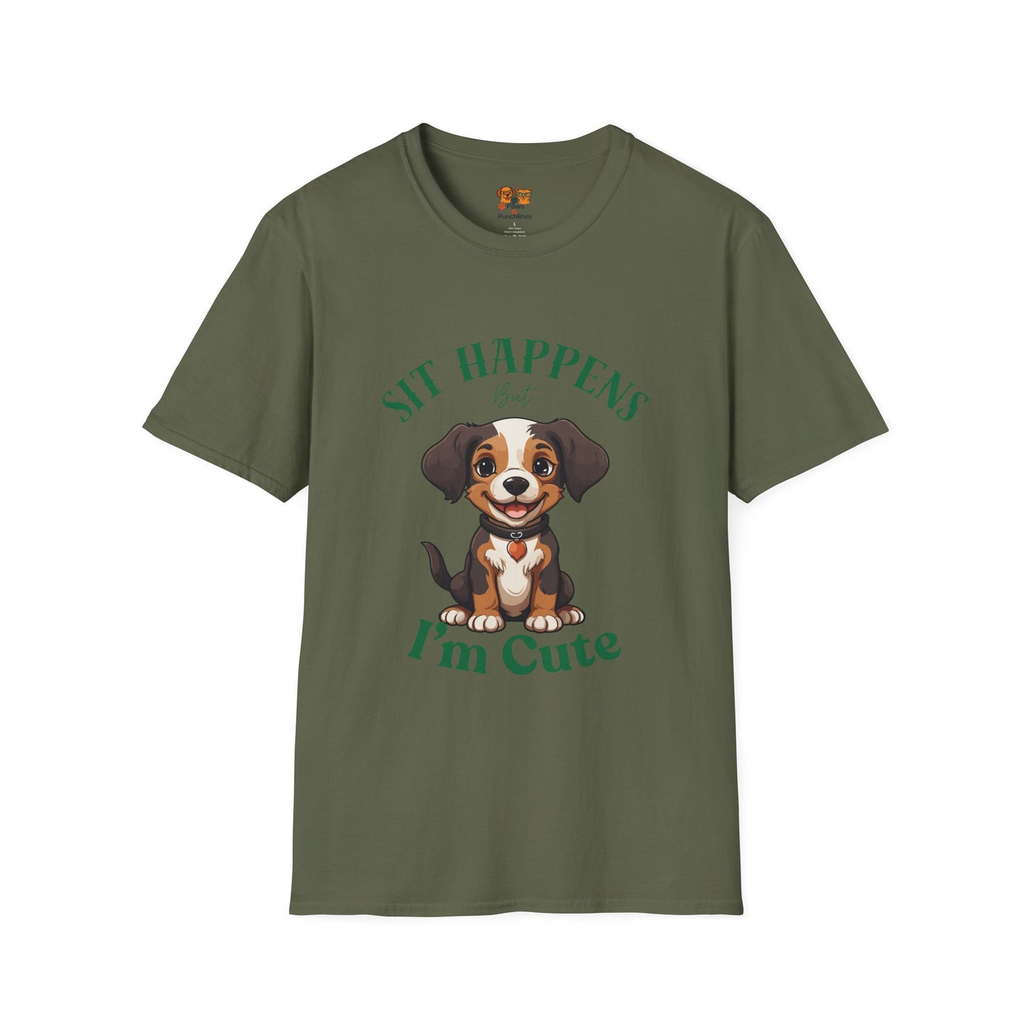 “Shit Happens I’m Cute” Puppy Graphic T-Shirt