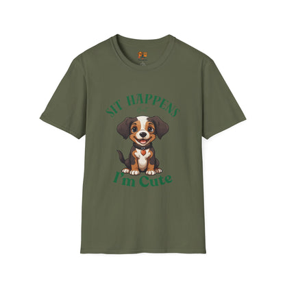 “Shit Happens I’m Cute” Puppy Graphic T-Shirt